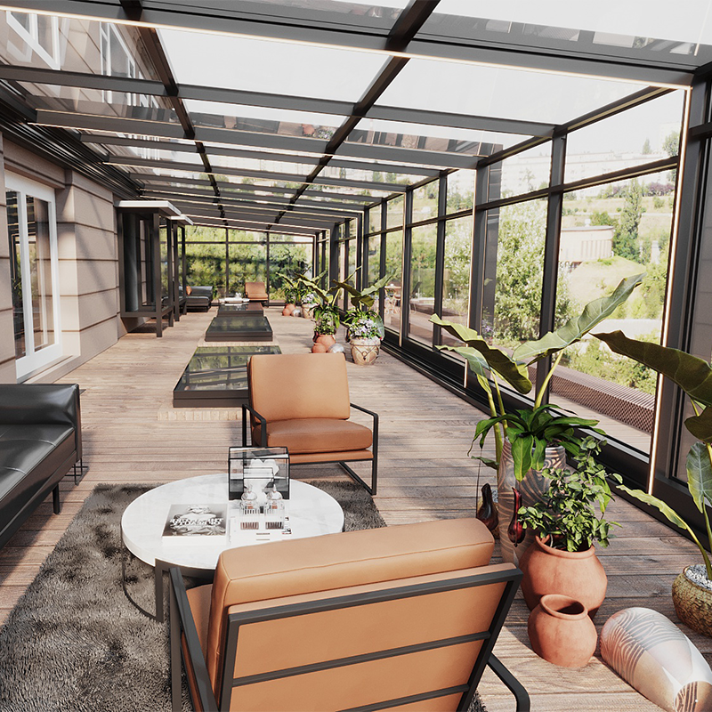 Courtyard retractable sunroom S180 - Image 2